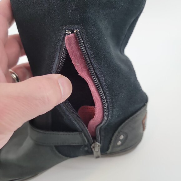 UGG Black Suede & Leather Tall Moto Buckle Boots | Size 7 - Picture 7 of 9